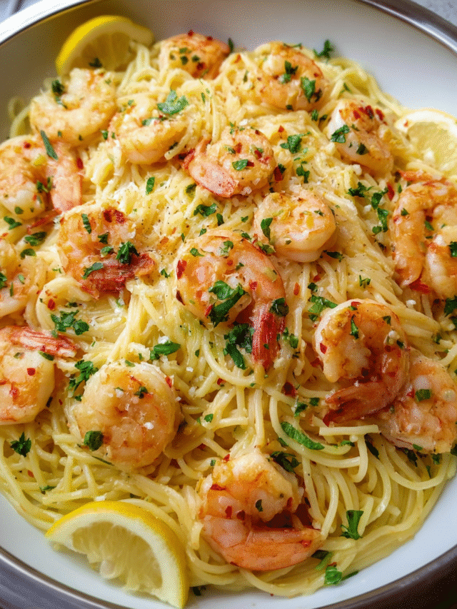 one pan shrimp scampi pasta with lemon and garlic