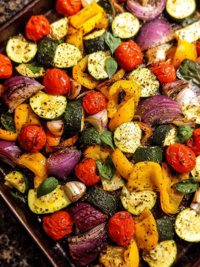 one-pan Mediterranean veggie bake with roasted vegetables