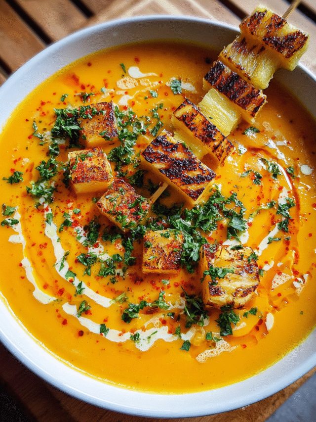 Sweet Potato Carrot Ginger Soup in a bowl with vibrant orange color