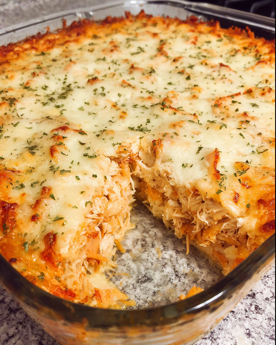 Cheesy Make-Ahead Italian Chicken Pie baked golden in pie dish