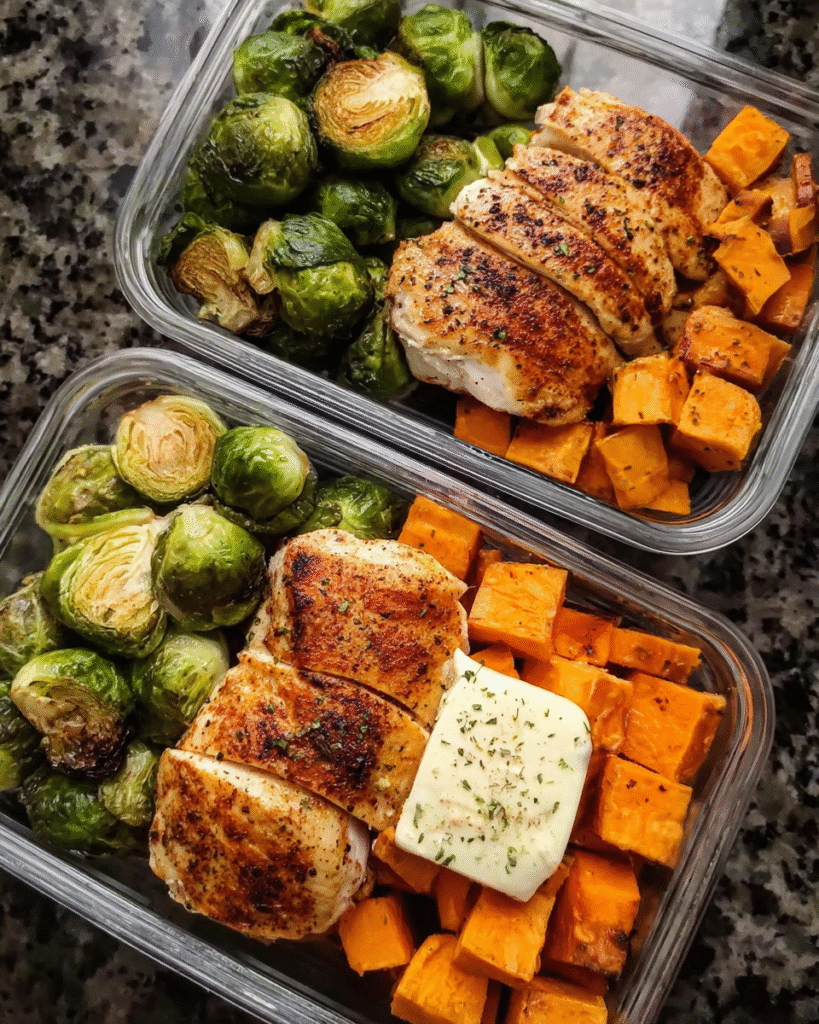 Easy chicken and vegetable meal prep in meal prep containers
