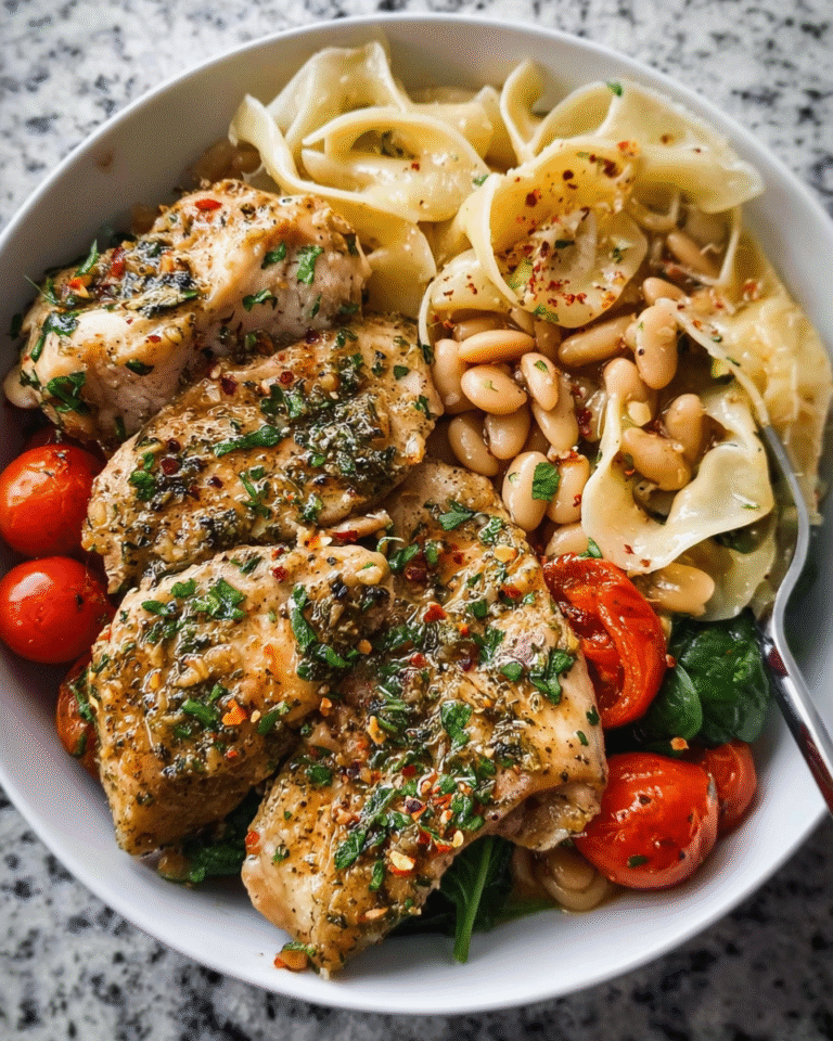 Herb Butter Chicken Meal Prep with Tuscan White Bean Pasta in meal prep containers