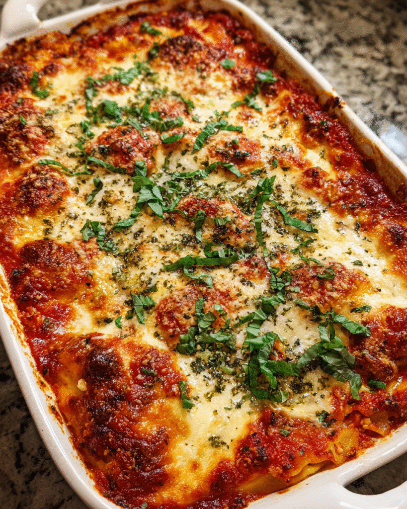 Healthy turkey lasagna sliced and served