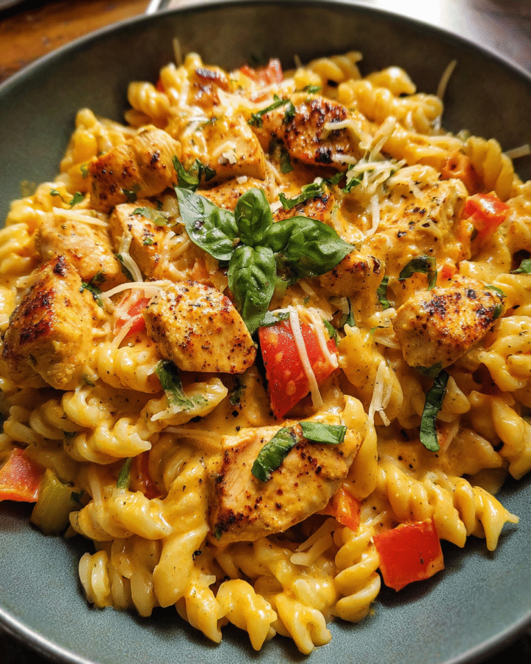 Make-Ahead Cajun Chicken Pasta Bowls with creamy sauce and peppers in a meal prep container