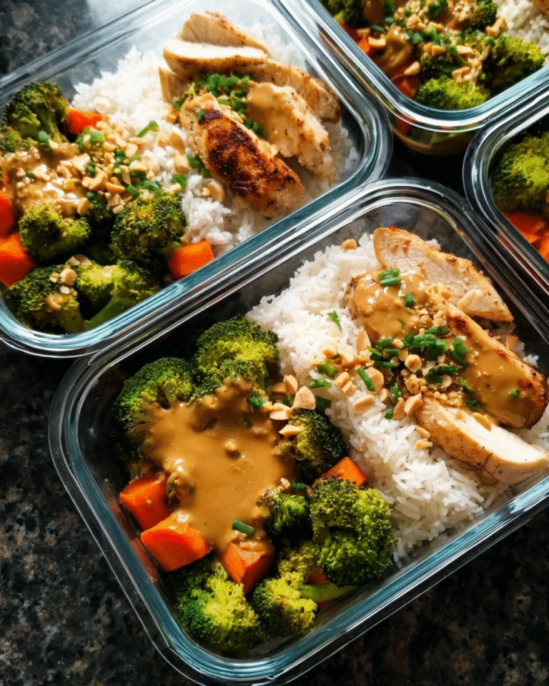 Make Ahead Thai Chicken Lunch Bowls with peanut lime sauce