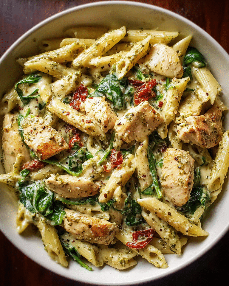 Meal Prep Creamy Pesto Chicken Pasta in glass containers