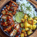 Meal Prep Honey Chipotle Chicken and Rice Bowls in meal containers