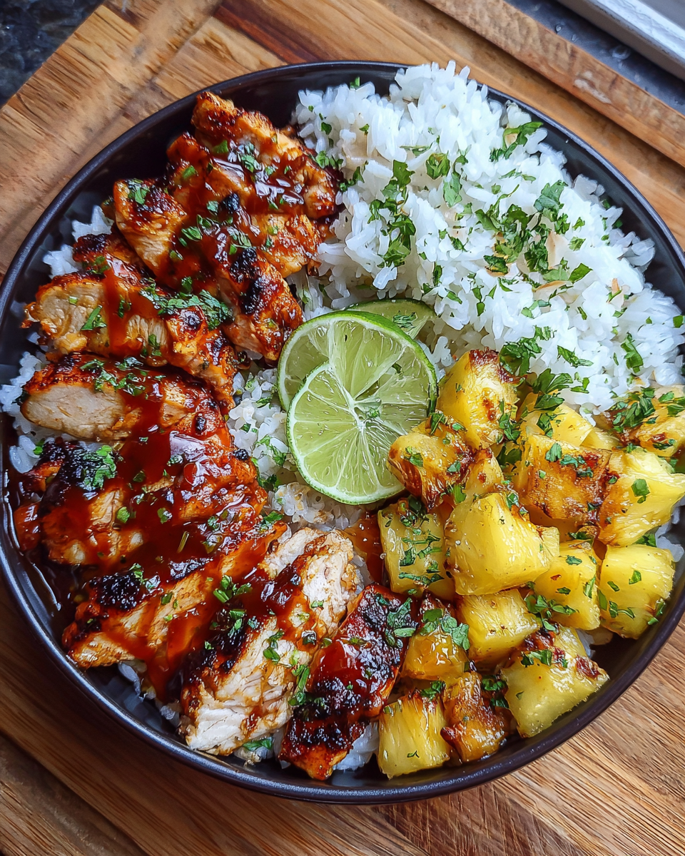 Meal Prep Honey Chipotle Chicken and Rice Bowls in meal containers