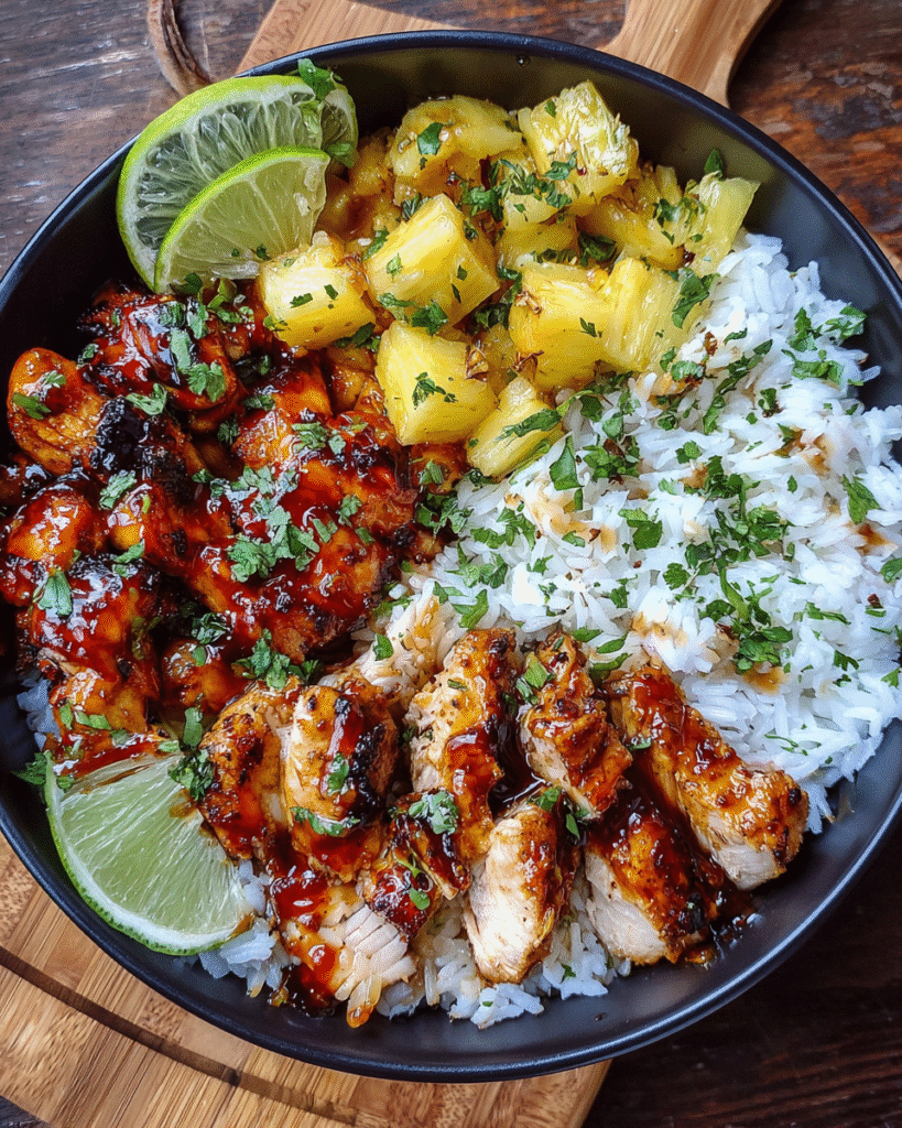 Meal Prep Honey Chipotle Chicken and Rice Bowls in meal containers