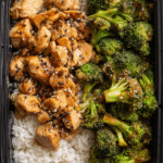 Meal Prep Honey Garlic Chicken and Broccoli in meal prep containers