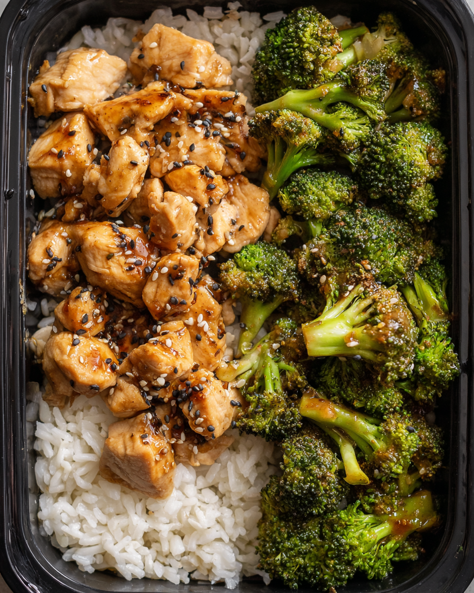 Meal Prep Honey Garlic Chicken and Broccoli in meal prep containers