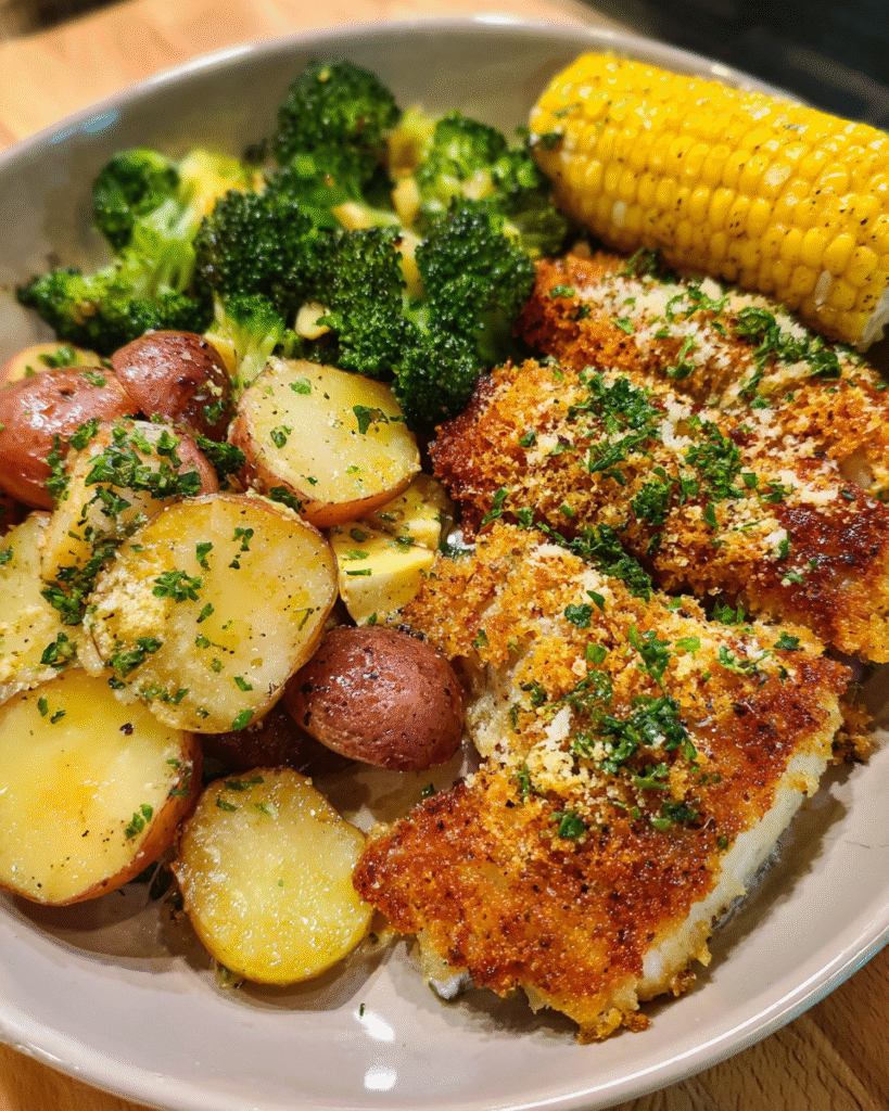 Meal Prep Parmesan Crusted Chilean Sea Bass with Veggies