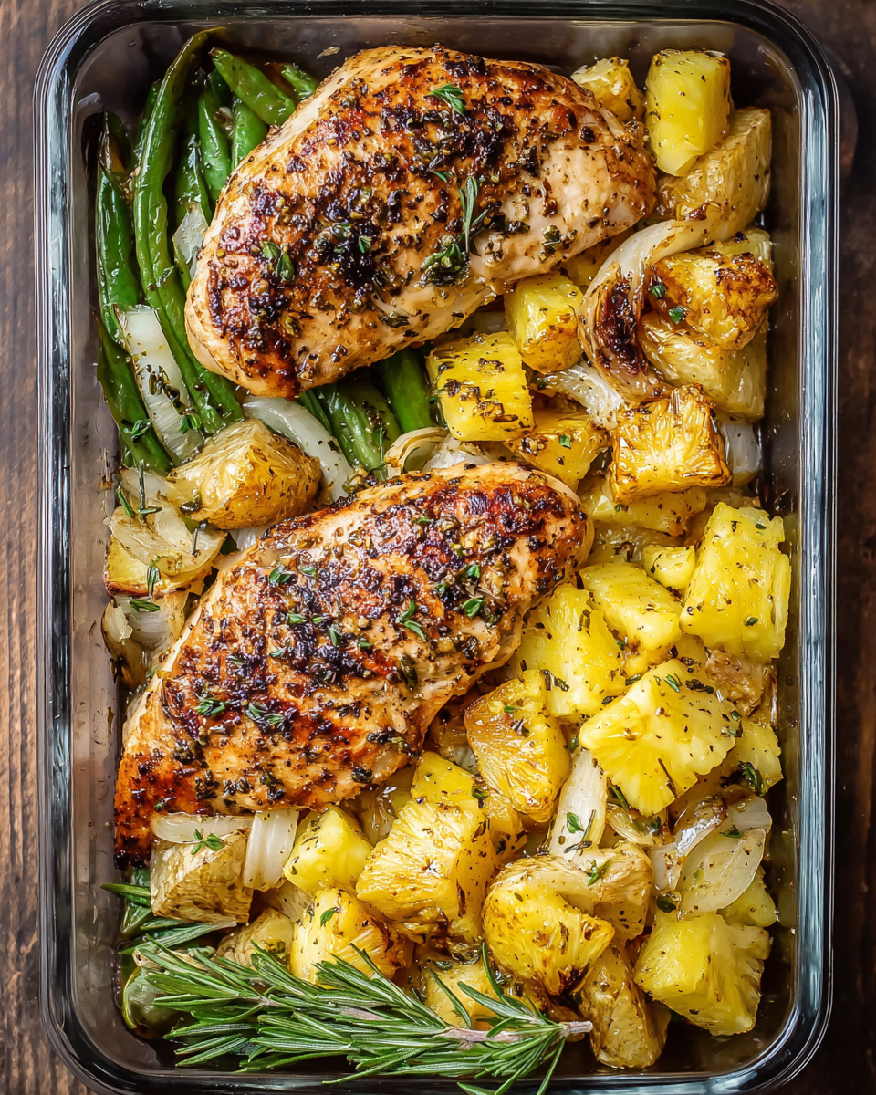 Meal Prep Pineapple Chicken with Roasted Pineapple Chunks
