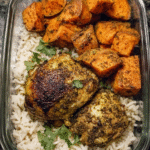 Pressure cooker chicken meal prep with Moroccan sweet potatoes