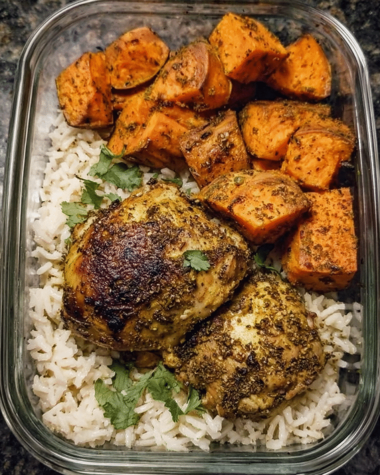 Pressure cooker chicken meal prep with Moroccan sweet potatoes