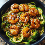 Shrimp Teriyaki Zucchini Noodles Meal-Prep in Glass Containers