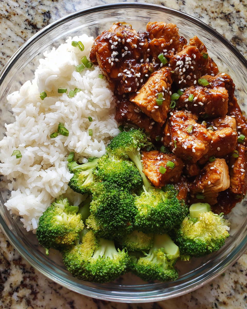 Teriyaki chicken meal prep with rice and broccoli in containers