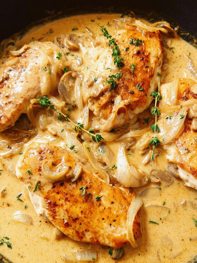 Creamy Chicken Dijon Recipe in skillet with mustard sauce