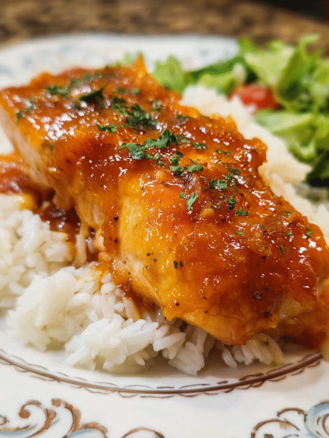 Easy Slow Cooker Apricot Chicken Freezer Meal in slow cooker