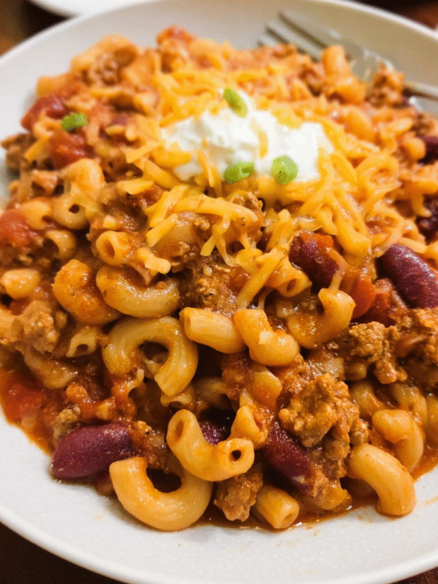 Creamy make-ahead turkey chili mac and cheese in a white bowl
