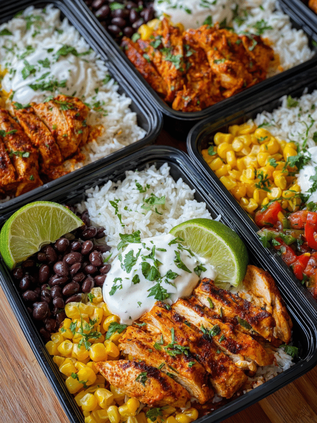 Meal Prep Chipotle Chicken and Rice Bowls with Corn and Beans