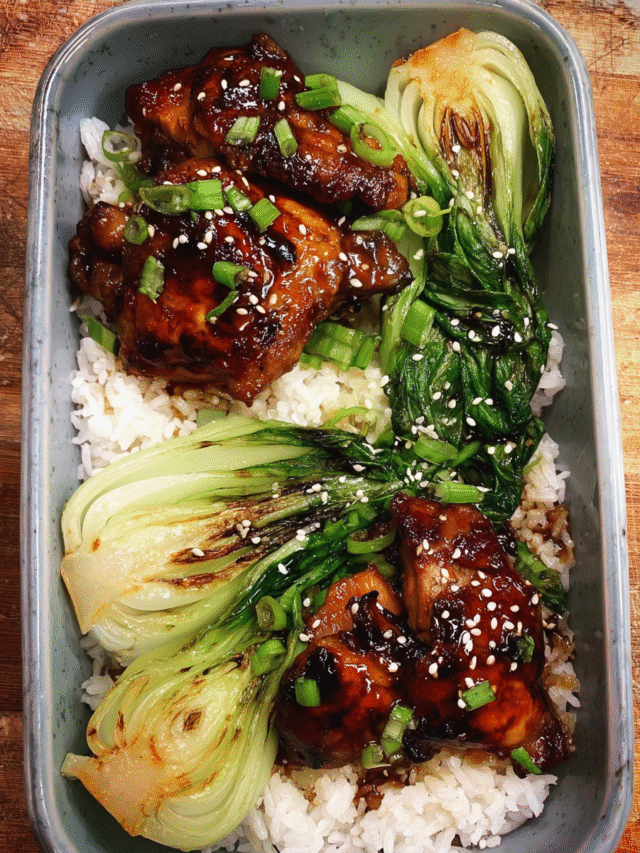 Meal Prep Glazed Chicken Thighs and Rice Bowls in storage containers