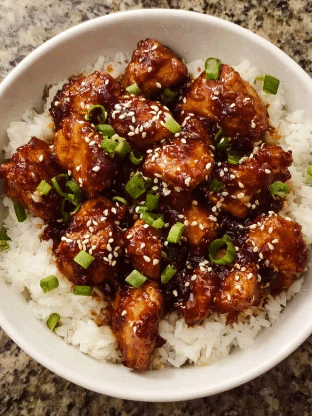 Meal Prep Sesame Ginger Chicken with Rice in glass container