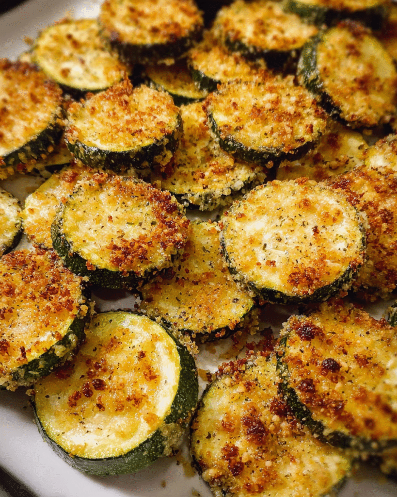 Golden baked zucchini and cheese with crispy Parmesan topping
