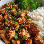 Chicken Teriyaki Rice Bowl with rice and steamed vegetables