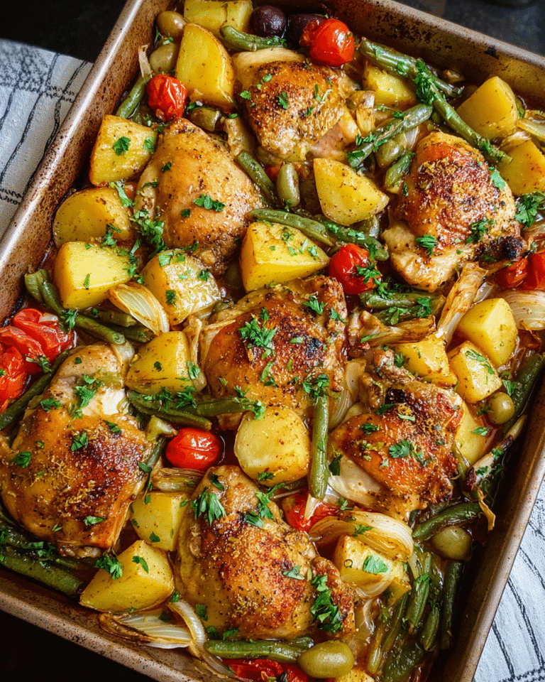 Chicken and Potato Bake with roasted vegetables and parsley