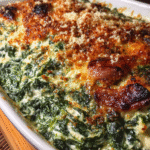 Creamy Spinach Bake with golden Parmesan topping