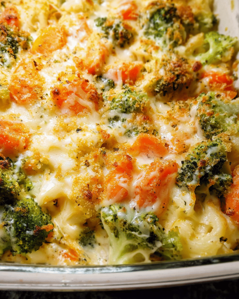 Creamy Vegetable Casserole with broccoli and cauliflower