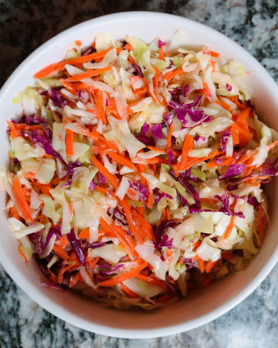 Crunchy Detox Cabbage Slaw with carrots and fennel in maple vinaigrette