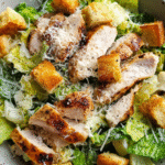 Grilled Chicken Caesar Salad with homemade croutons and creamy dressing