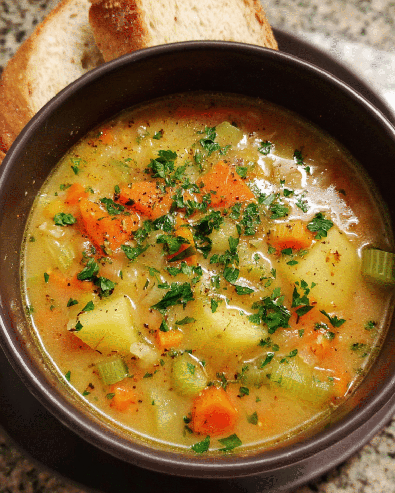 Creamy vegetable slow cooker soup in a white bowl