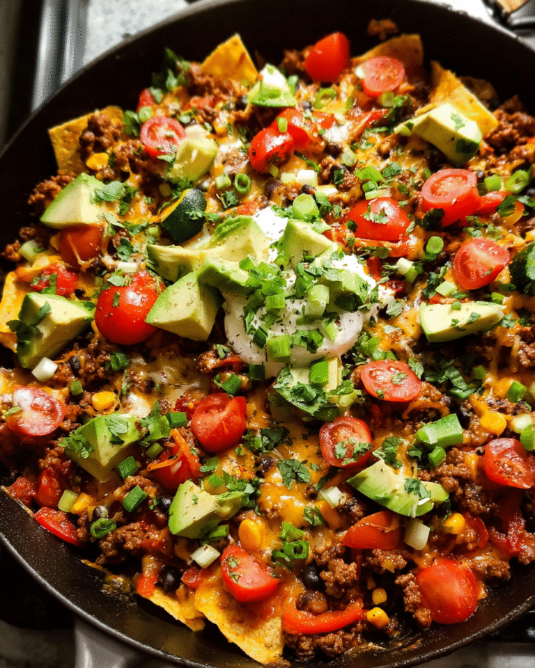 Beef skillet enchiladas baked with melted cheese in a cast iron pan