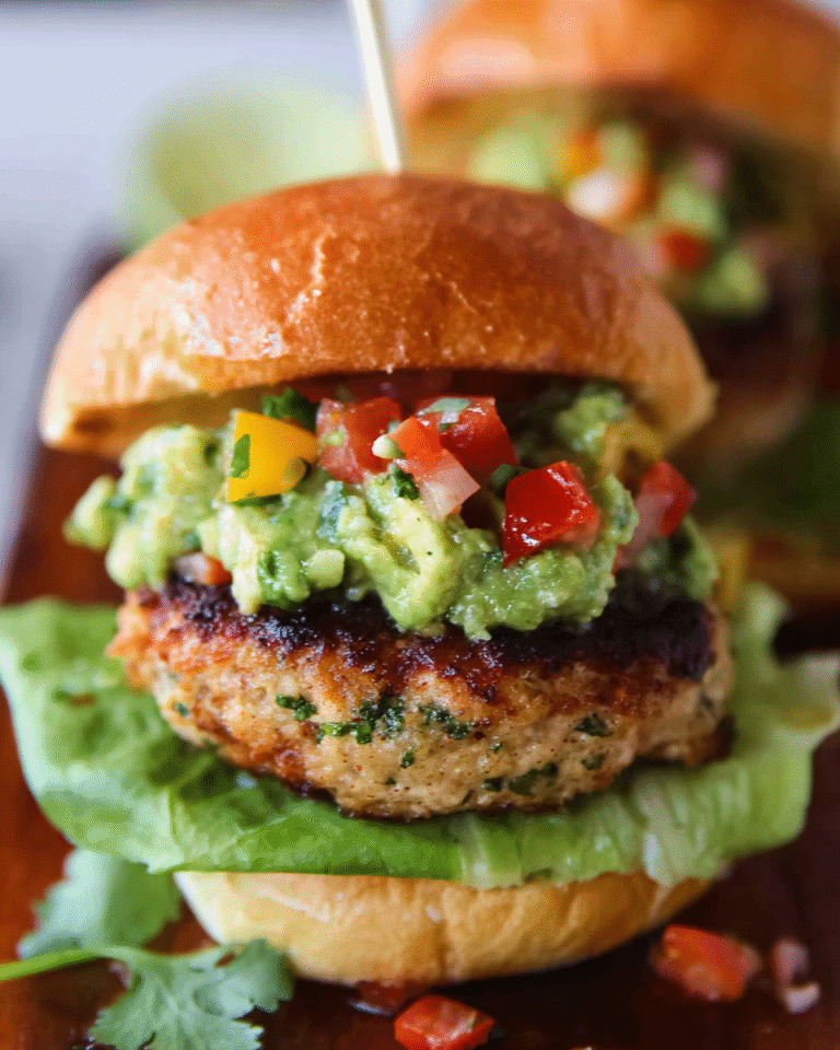 Guacamole turkey burgers with fresh avocado topping