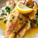 Killer Lemon Butter Sauce for Fish over crispy pan-seared white fillet
