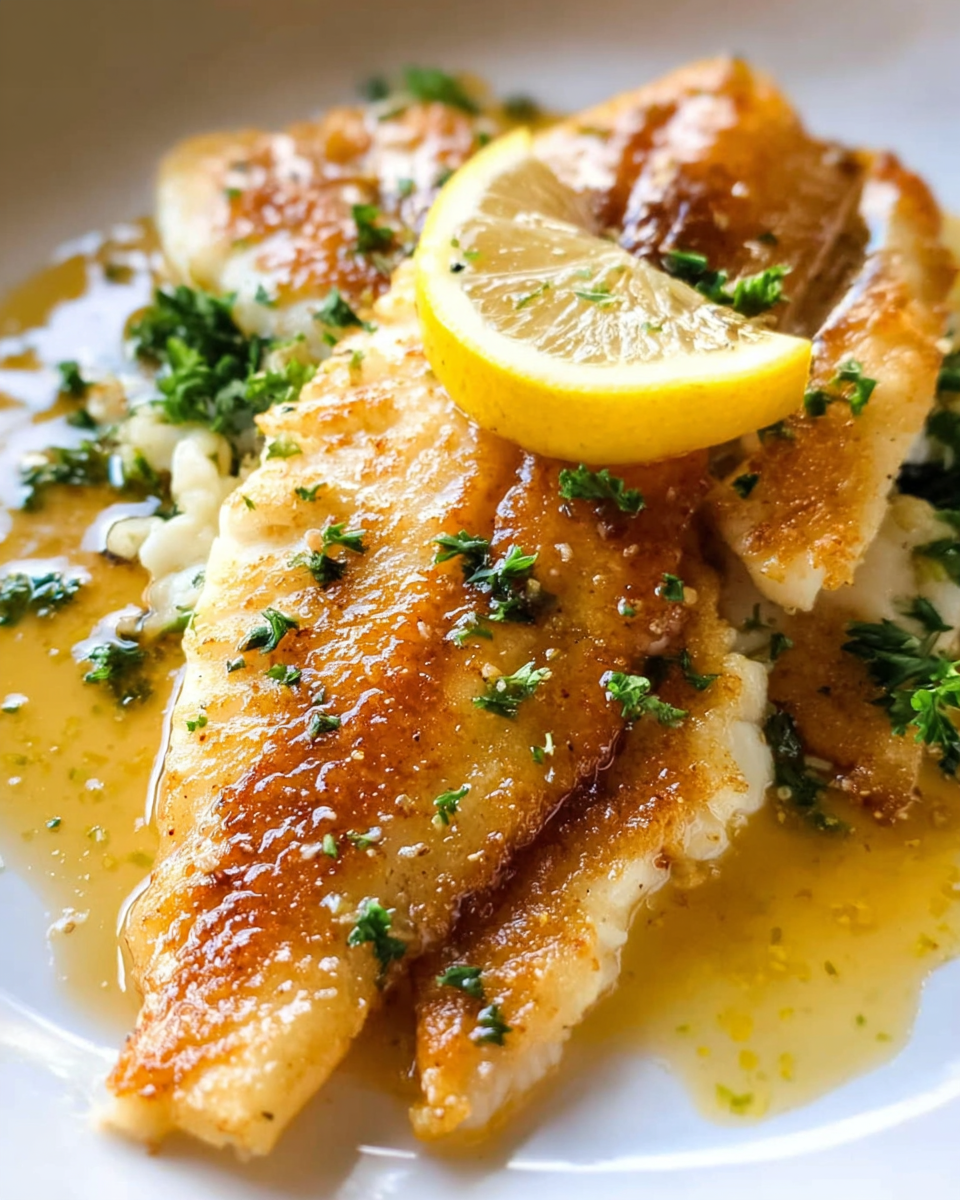 Killer Lemon Butter Sauce for Fish over crispy pan-seared white fillet