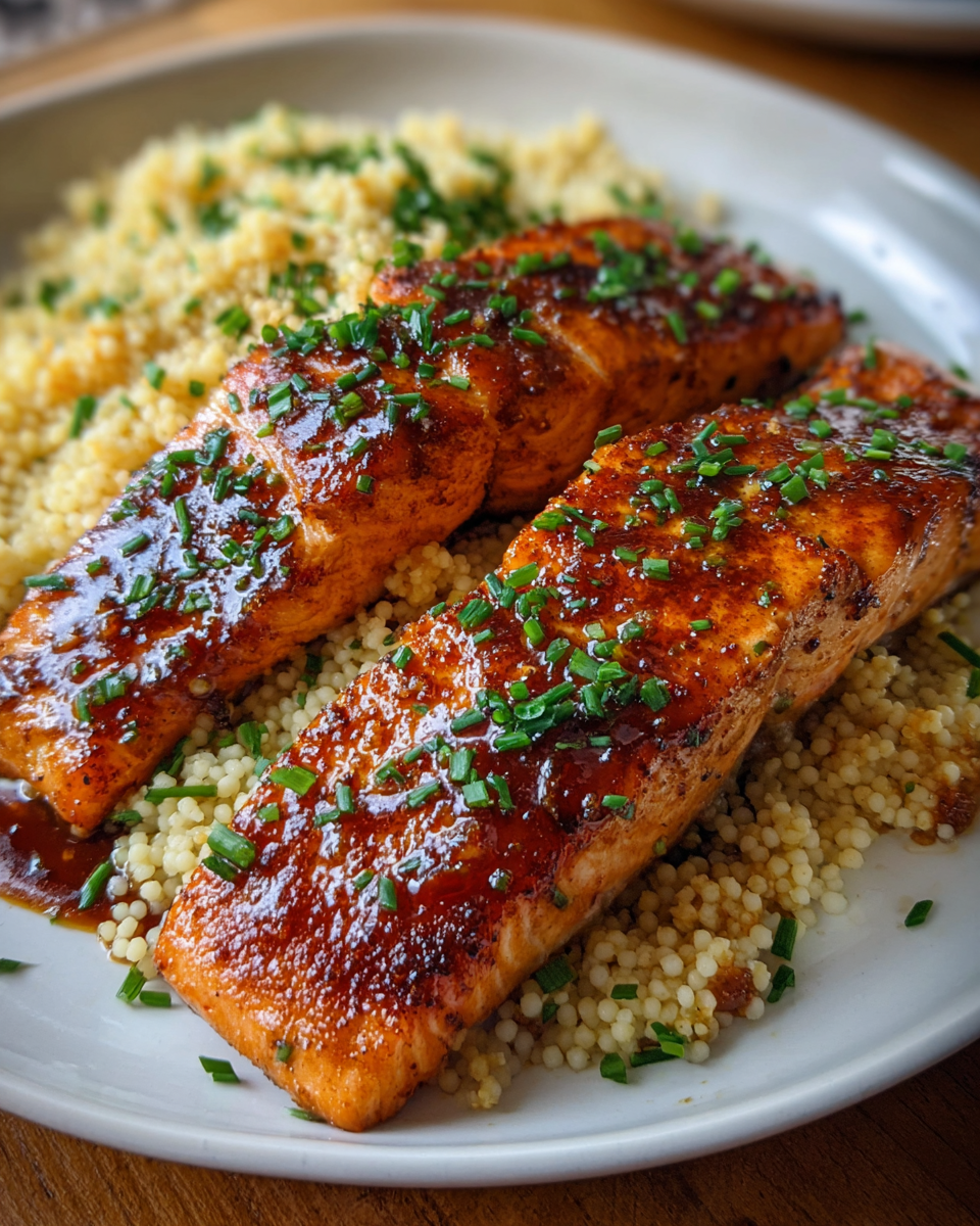 Maple BBQ Salmon with Brown Butter Couscous Recipe