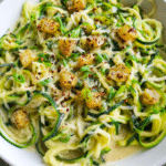 One pot creamy garlic zucchini noodles in skillet