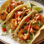 Po’Boy tacos with crispy shrimp and avocado