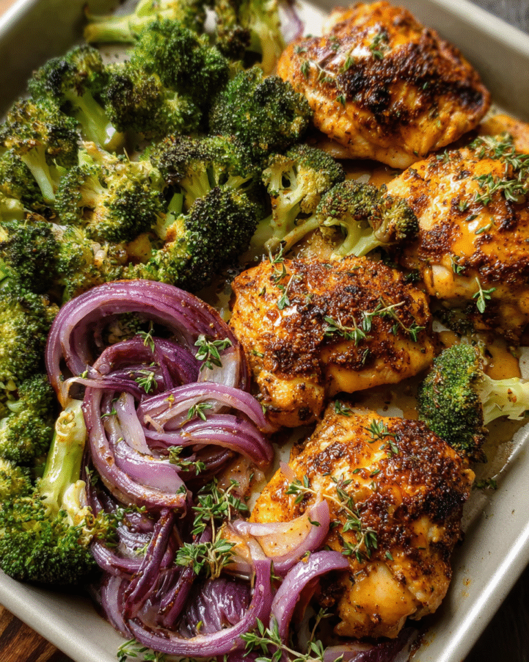 Sheet pan chipotle chicken thighs with roasted broccoli and honey mustard sauce
