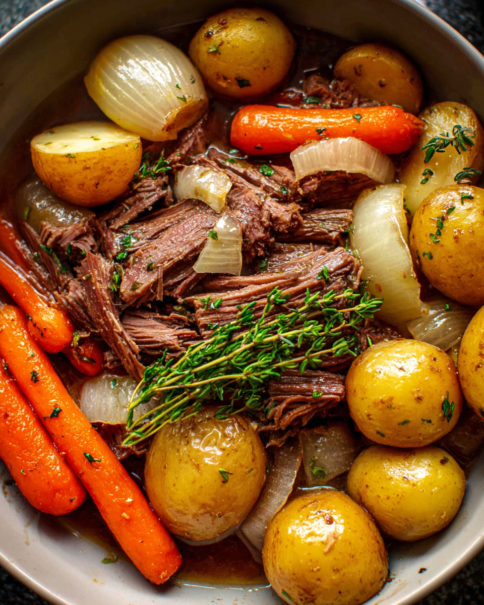 slow cooker pot roast with carrots and potatoes