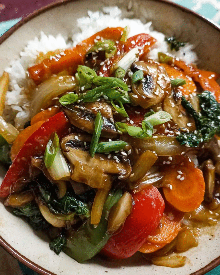 Vegetable stir fry with bok choy, carrots, mushrooms, and peppers in a wok