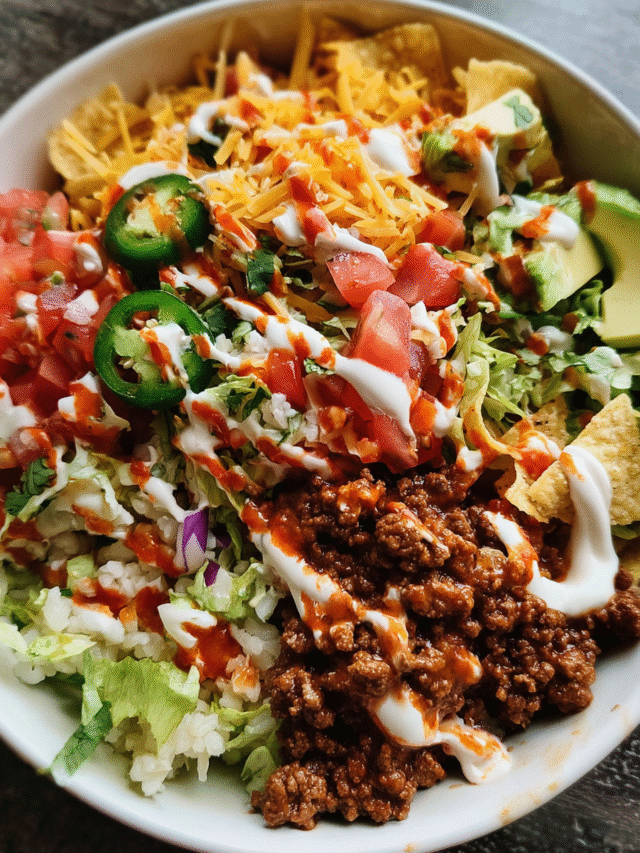 Easy Beef Taco Bowl with Salsa Ranch1